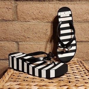 KATE SPADE Rhett Platform Sandals Size 8 Color Black/White Striped